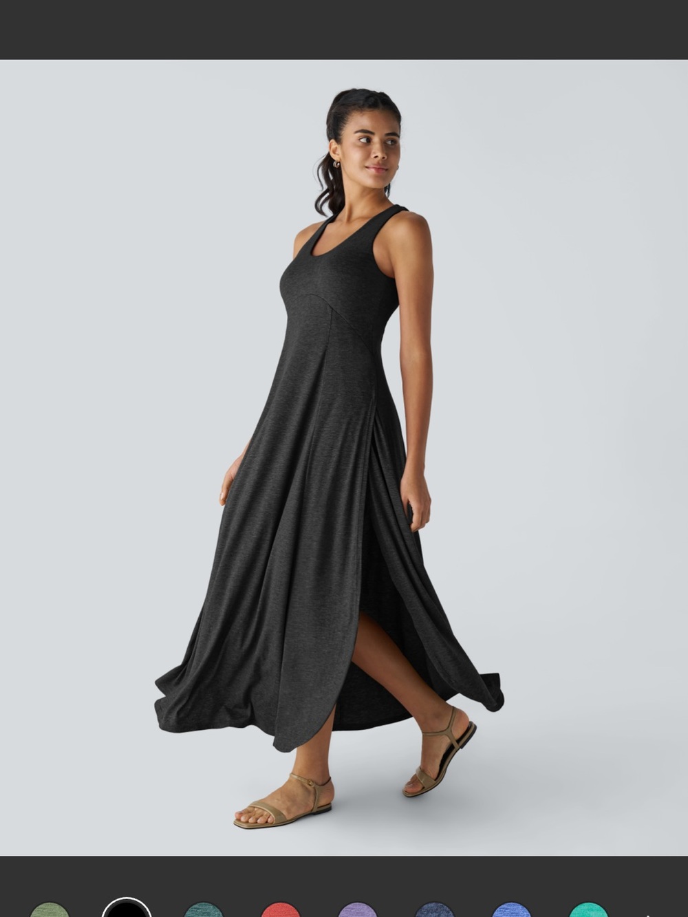 HALARA Black Sleeveless Maxi Dress with Flowing Skirt